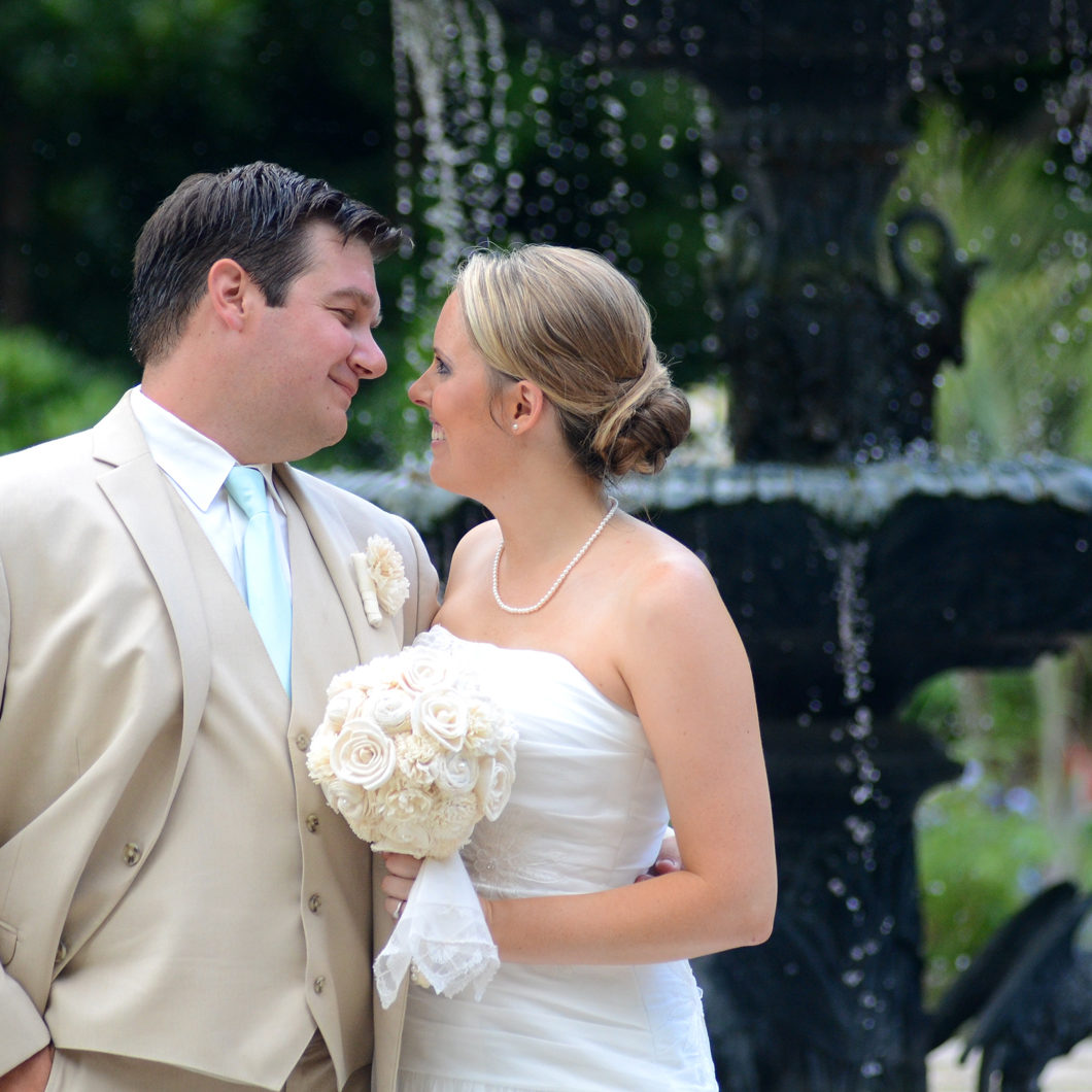 Wedding Photography at Fountain in Duke Gardens