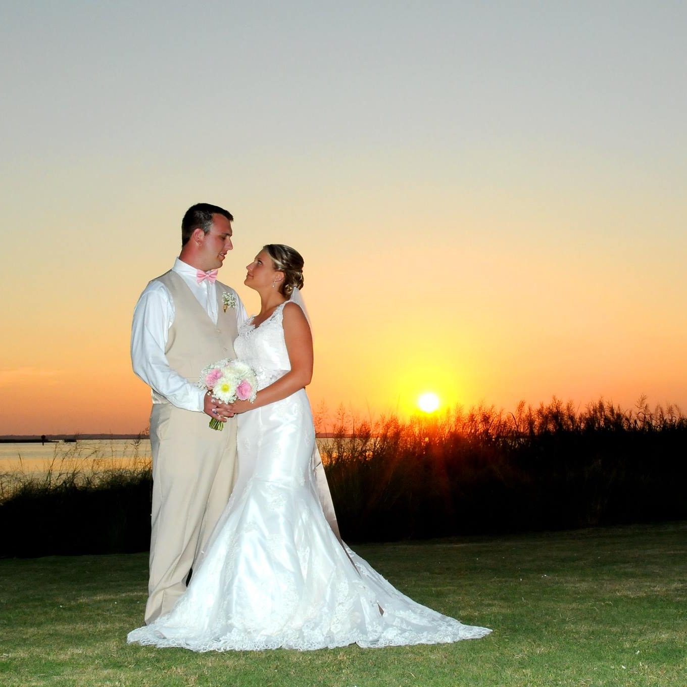 Wedding Photo of sunset on sound at Currituck Club